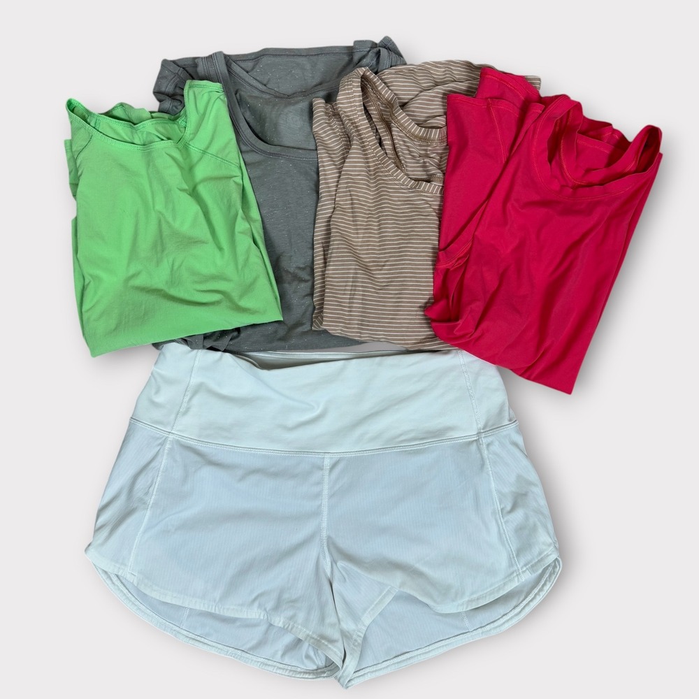Lululemon Women's Bundle Size 6 - 4 Tops and 1 Speed Up‎ Shorts